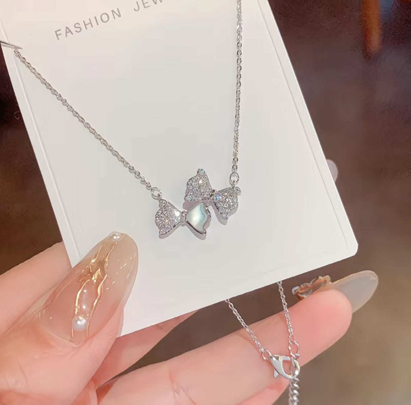 Sparkling Bow & Butterfly Jewelry Set — Necklace & Earrings