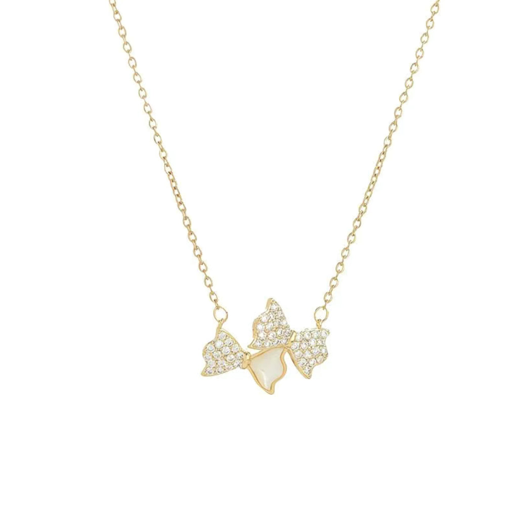 Gold-Tone Butterfly & Bow Jewelry Set — Necklace & Earrings
