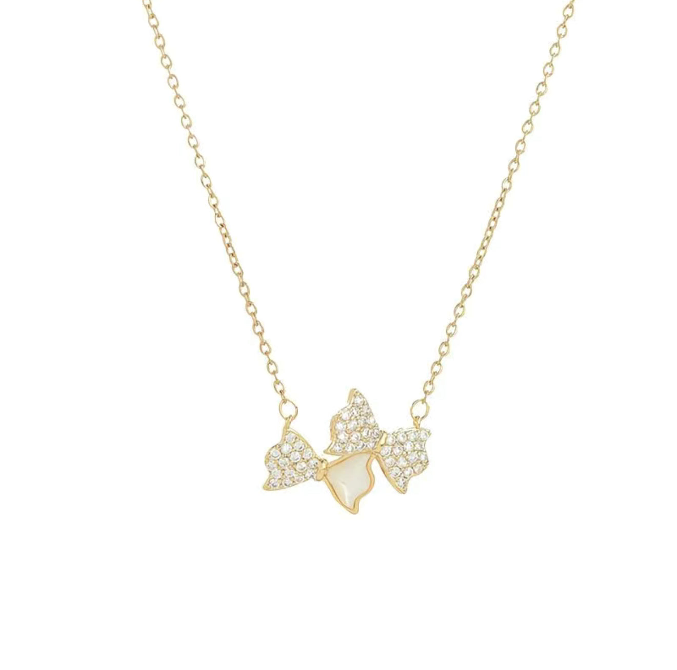 Gold-Tone Butterfly & Bow Jewelry Set — Necklace & Earrings