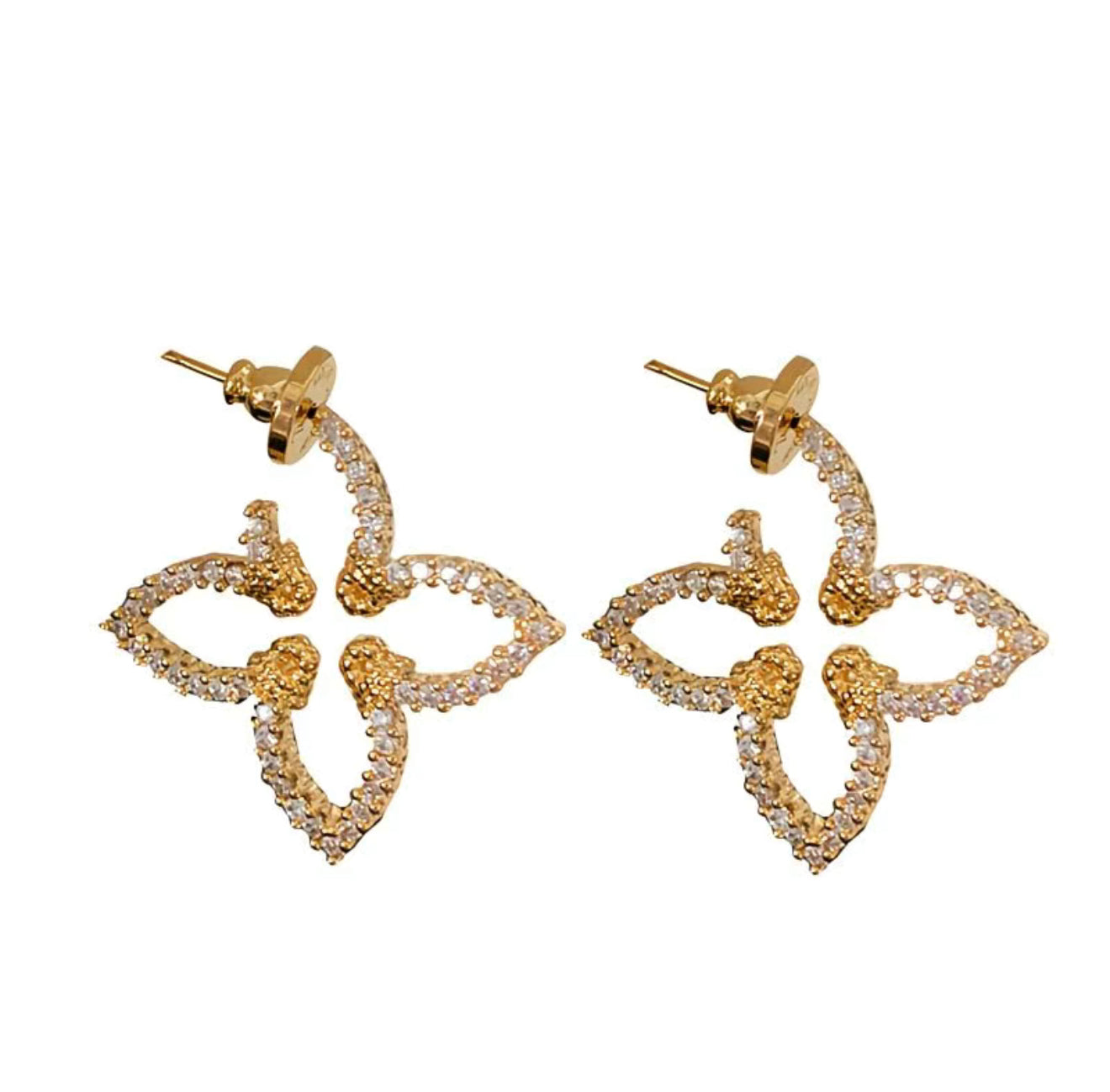 Gold-Tone Crystal Clover Earrings