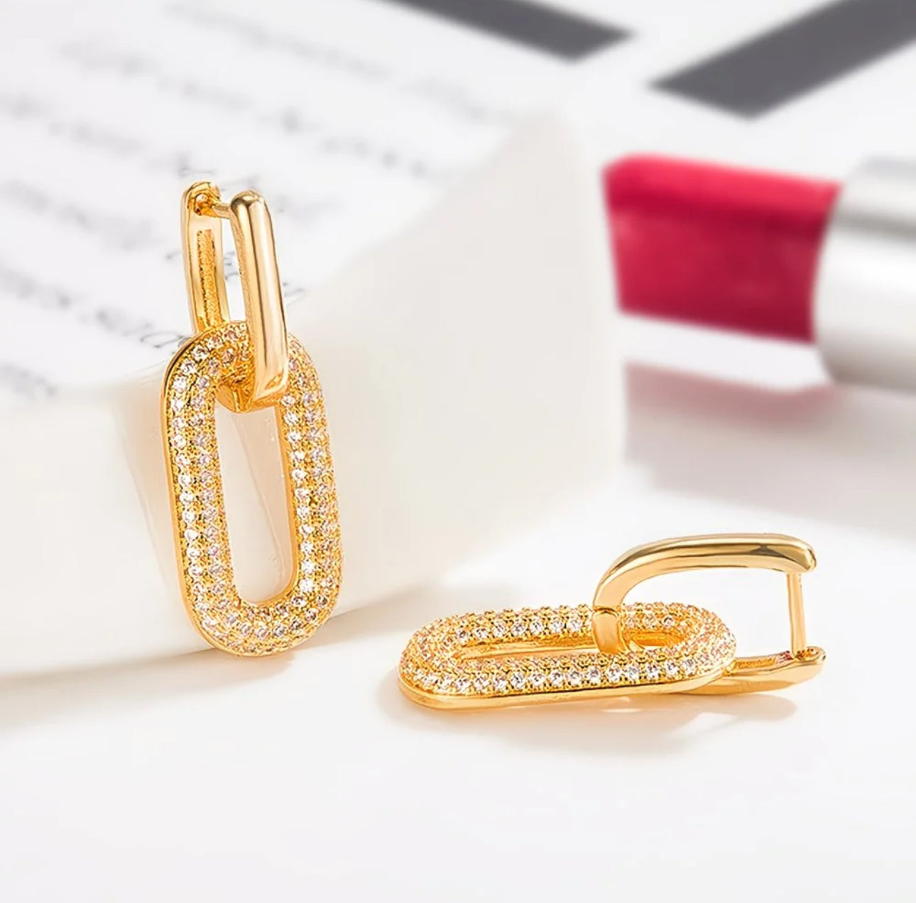 Gold Link Drop Earrings