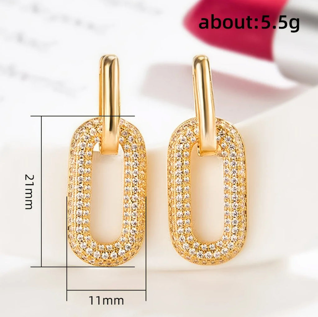 Gold Link Drop Earrings