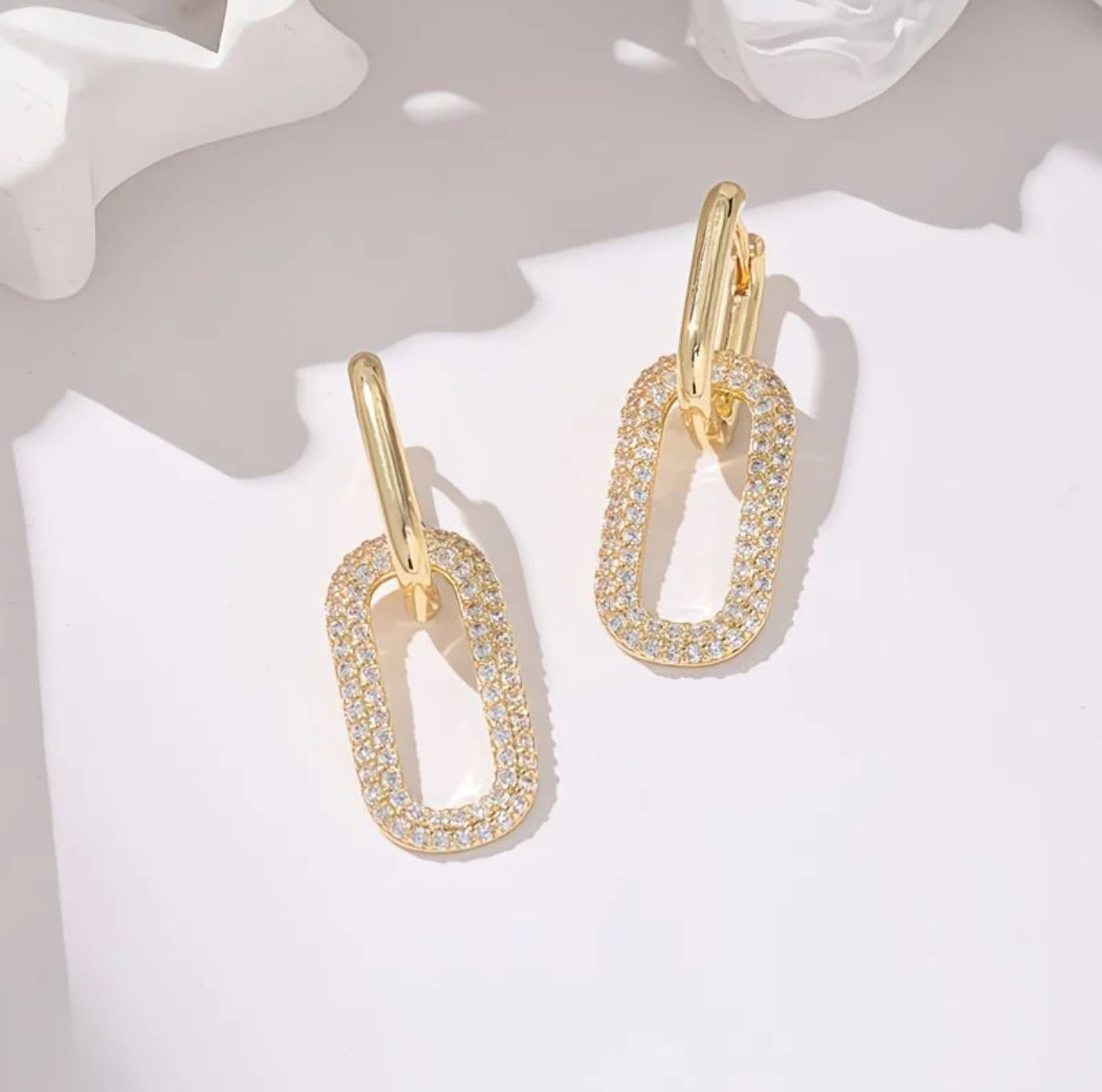 Gold Link Drop Earrings
